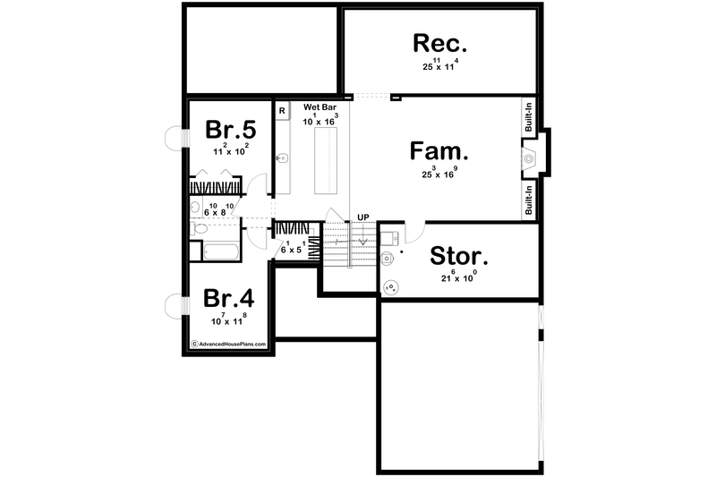 Architectural House Design - Floor Plan - Lower Floor for Farmhouse House Plan #455-216 - 3 bed, 2 bath