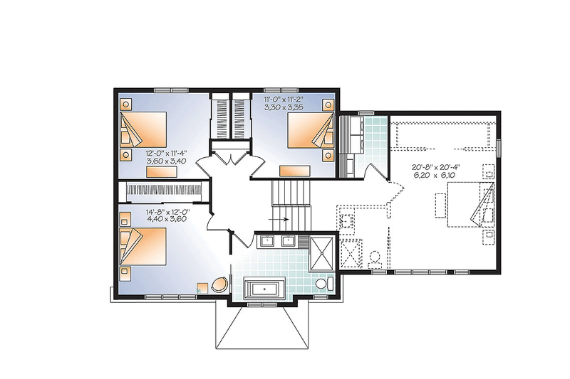 Home Plan - Floor Plan - Upper Floor for Traditional House Plan #23-2626 - 3 bed, 1.5 bath