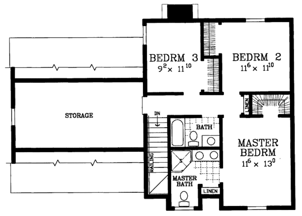 House Blueprint - Country Floor Plan - Upper Floor Plan #72-1105