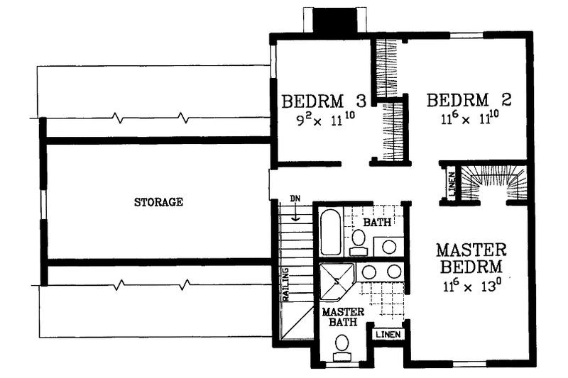 Dream House Plan - Floor Plan - Upper Floor for Country House Plan #72-1105 - 3 bed, 2.5 bath