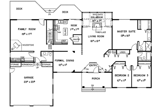 Floor Plan - Main Floor for Contemporary House Plan #60-818 - 3 bed, 2.5 bath
