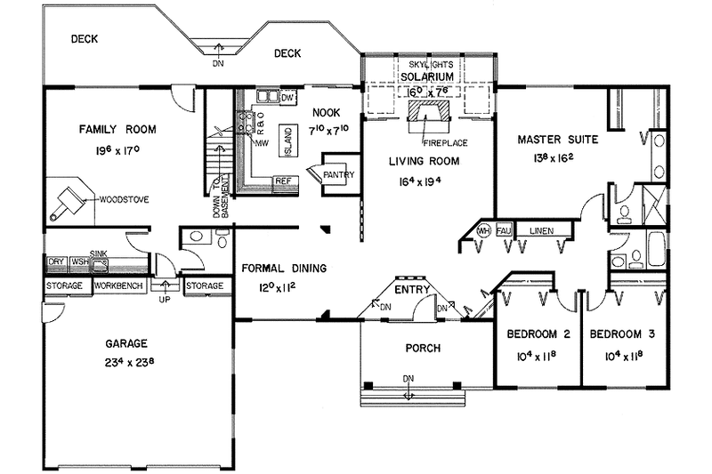 Home Plan - Floor Plan - Main Floor for Contemporary House Plan #60-818 - 3 bed, 2.5 bath