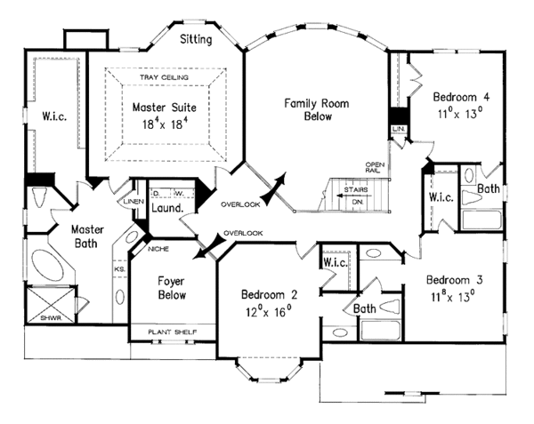 Colonial Floor Plan - Upper Floor Plan #927-875