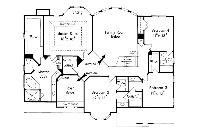 House Blueprint - Floor Plan - Upper Floor for Colonial House Plan #927-875 - 5 bed, 4 bath