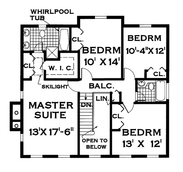 Colonial Floor Plan - Upper Floor Plan #3-247