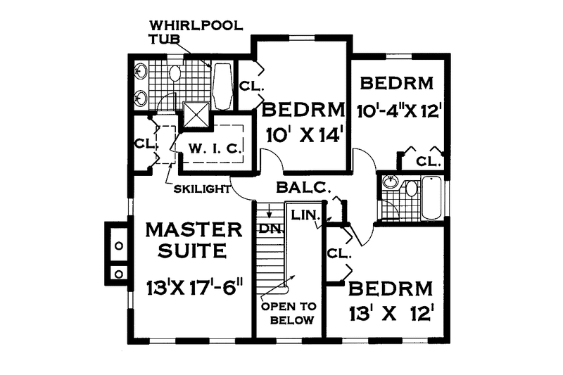 Architectural House Design - Floor Plan - Upper Floor for Colonial House Plan #3-247 - 5 bed, 3 bath