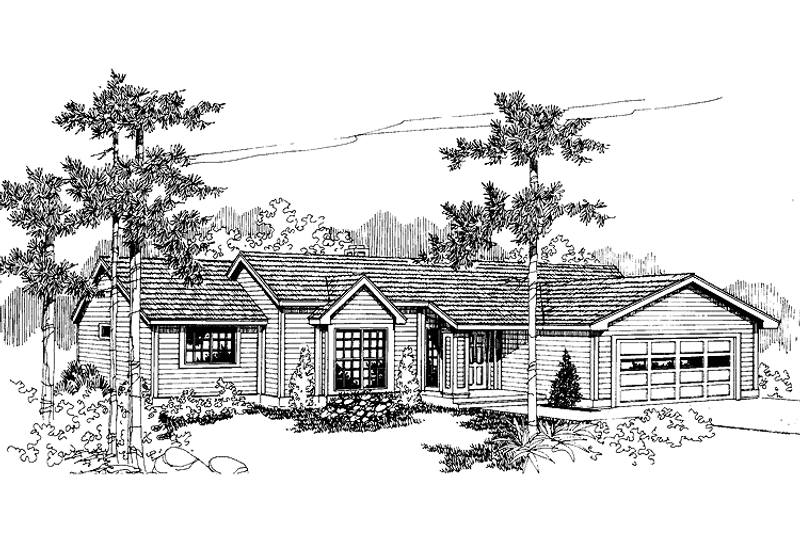 Home Plan - Exterior - Front Elevation 3 for Contemporary House Plan #60-809 - 3 bed, 2 bath