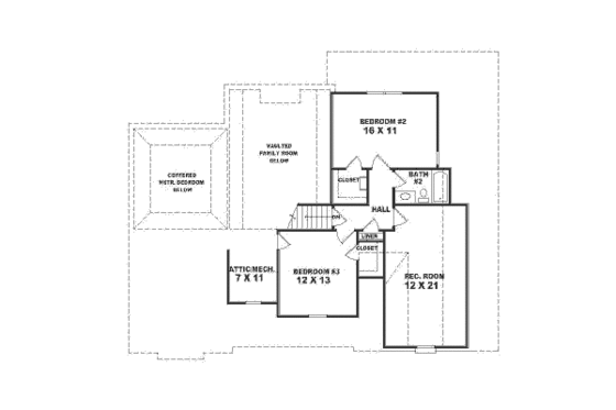 Floor Plan - Upper Floor for Traditional House Plan #81-231 - 3 bed, 2.5 bath