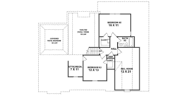 Traditional Floor Plan - Upper Floor Plan #81-231