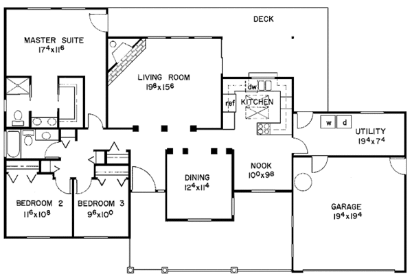 Home Plan - Adobe / Southwestern Floor Plan - Main Floor Plan #60-862