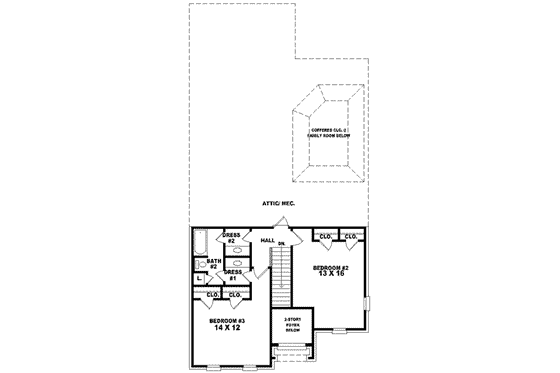 Floor Plan - Upper Floor for European House Plan #81-511 - 3 bed, 2.5 bath