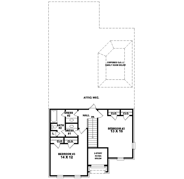 Floor Plan - Upper Floor for European House Plan #81-511 - 3 bed, 2.5 bath