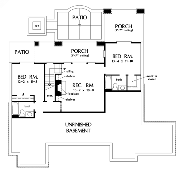 Architectural House Design - Craftsman Floor Plan - Lower Floor Plan #929-982