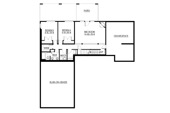 Floor Plan - Lower Floor for Craftsman House Plan #132-489 - 5 bed, 4 bath