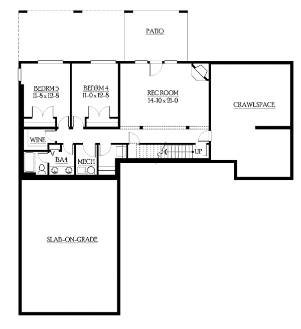 Craftsman Floor Plan - Lower Floor Plan #132-489