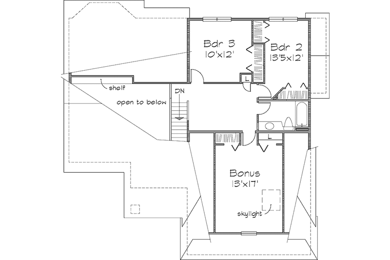 Home Plan - Floor Plan - Upper Floor for Mediterranean House Plan #320-1055 - 3 bed, 2.5 bath