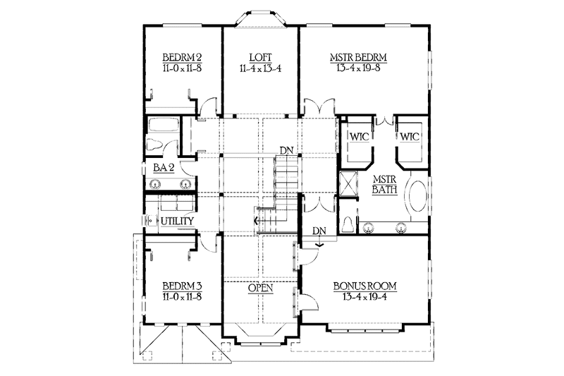 Home Plan - Floor Plan - Upper Floor for Craftsman House Plan #132-397 - 4 bed, 2.5 bath