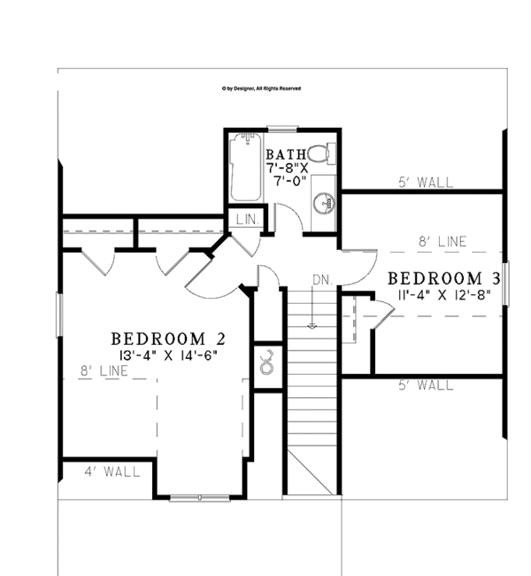 House Design - Country Floor Plan - Upper Floor Plan #17-3345