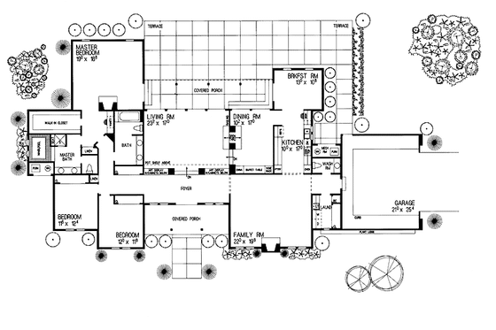 Floor Plan - Main Floor for Mediterranean House Plan #72-902 - 3 bed, 2.5 bath
