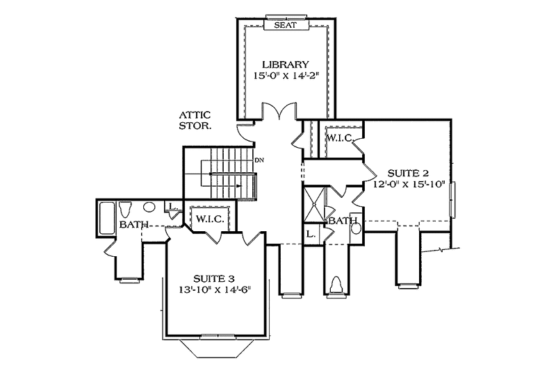 Home Plan - Floor Plan - Upper Floor for Craftsman House Plan #453-428 - 3 bed, 3.5 bath