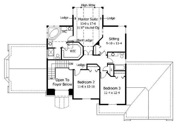 Traditional Floor Plan - Upper Floor Plan #51-129