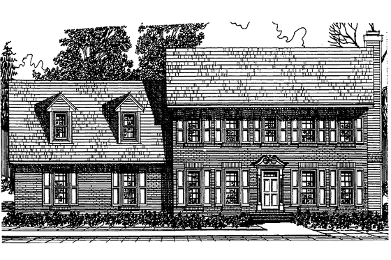 Exterior - Front Elevation 3 for Colonial House Plan #30-275 - 4 bed, 2.5 bath