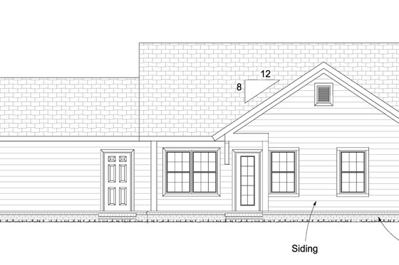 Exterior - Rear Elevation for Cottage House Plan #513-2091 - 3 bed, 2 bath