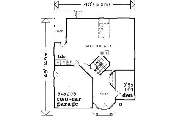 Floor Plan - Main Floor for Traditional House Plan #47-585 - 3 bed, 2 bath