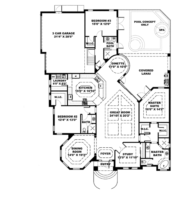Architectural House Design - Mediterranean Floor Plan - Main Floor Plan #1017-140