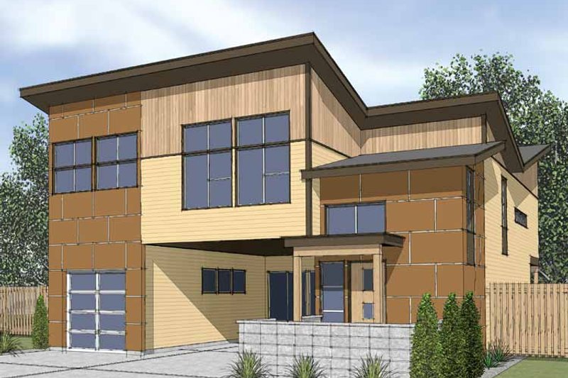 Dream House Plan - Exterior - Front Elevation 3 for Contemporary House Plan #569-13 - 3 bed, 3 bath