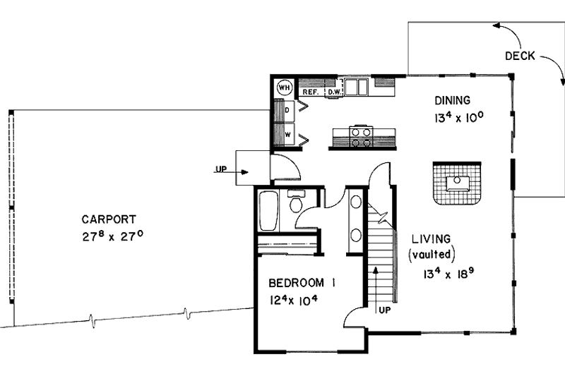 Dream House Plan - Floor Plan - Main Floor for Contemporary House Plan #60-884 - 3 bed, 2 bath