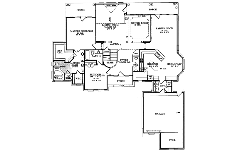 House Blueprint - Floor Plan - Main Floor for Traditional House Plan #952-21 - 4 bed, 3.5 bath