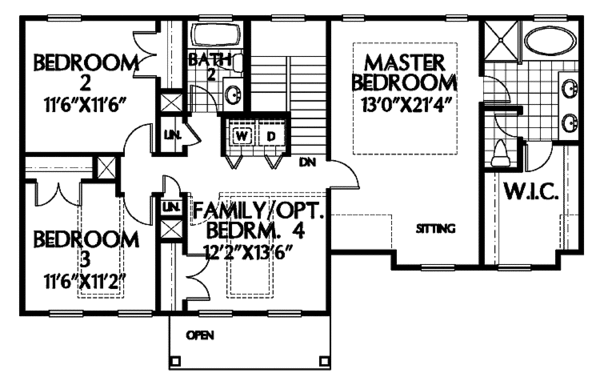 House Design - Colonial Floor Plan - Upper Floor Plan #999-67