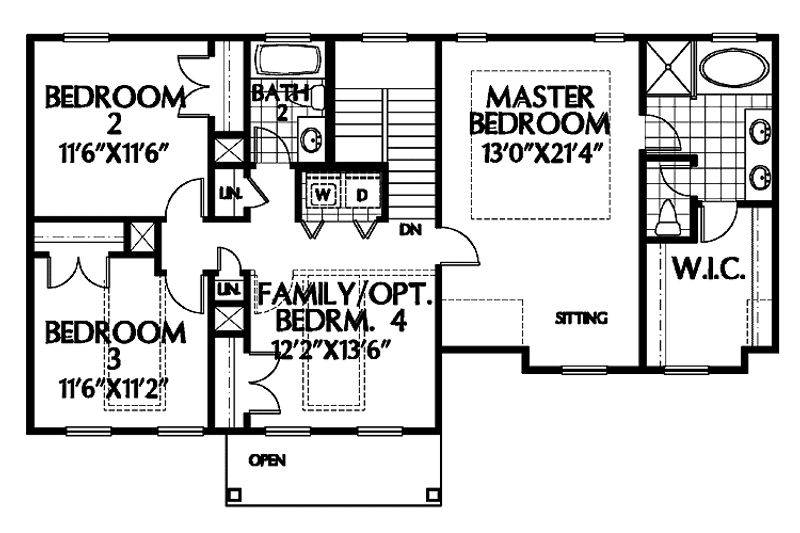 House Plan Design - Floor Plan - Upper Floor for Colonial House Plan #999-67 - 4 bed, 2.5 bath