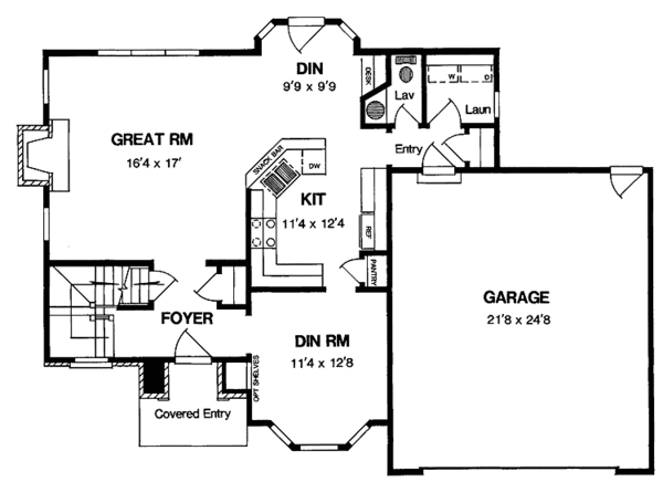 House Design - Colonial Floor Plan - Main Floor Plan #316-167