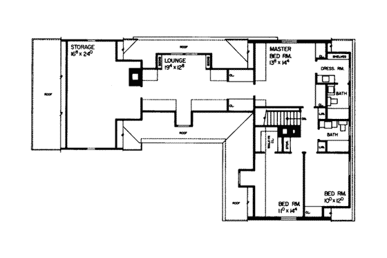 Floor Plan - Upper Floor for Traditional House Plan #72-201 - 4 bed, 3 bath