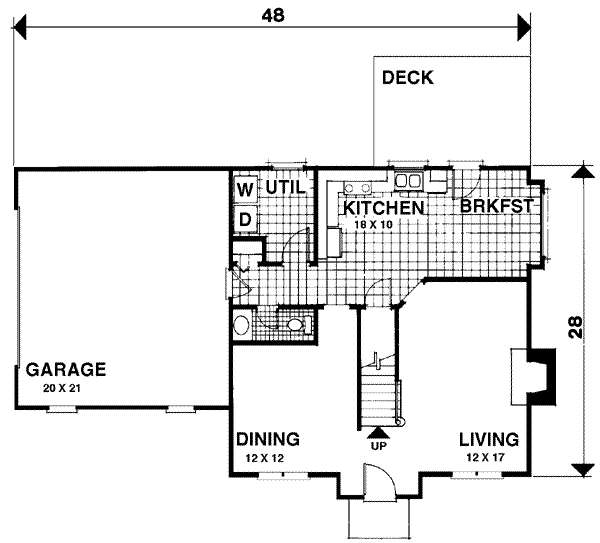 Architectural House Design - Colonial Floor Plan - Main Floor Plan #56-128