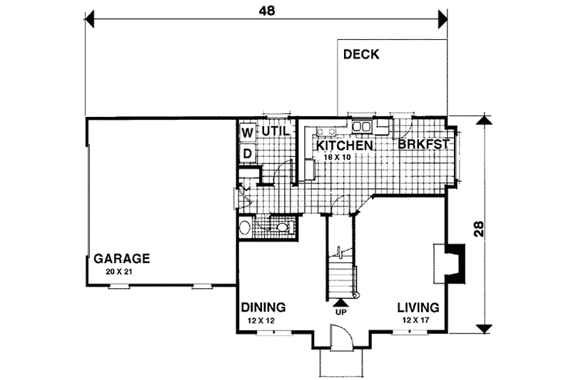 Architectural House Design - Floor Plan - Main Floor for Colonial House Plan #56-128 - 3 bed, 2.5 bath