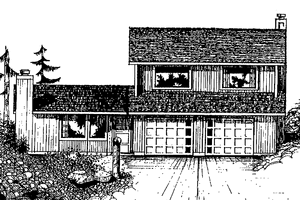 Exterior - Front Elevation 3 for Contemporary House Plan #60-741 - 3 bed, 2.5 bath