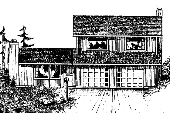 Exterior - Front Elevation 3 for Contemporary House Plan #60-741 - 3 bed, 2.5 bath