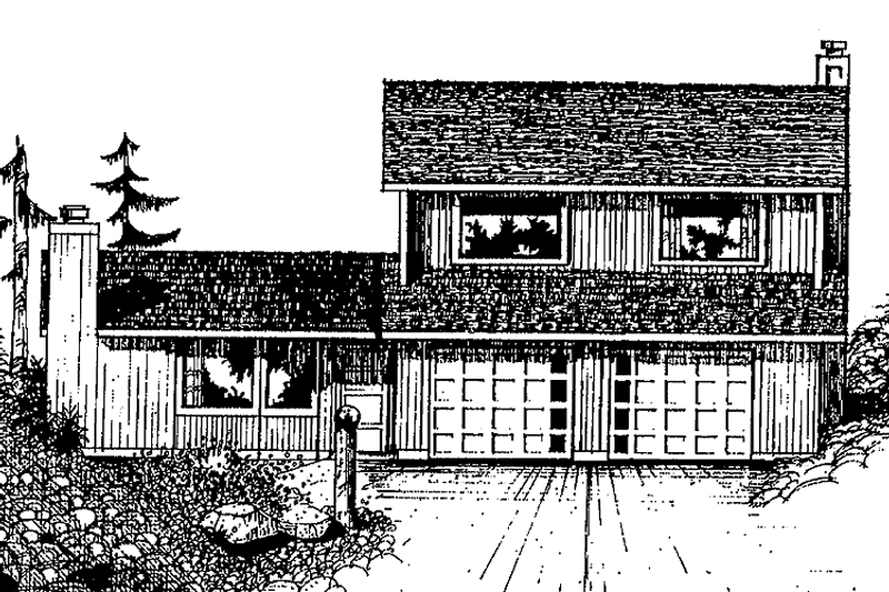 House Blueprint - Exterior - Front Elevation 3 for Contemporary House Plan #60-741 - 3 bed, 2.5 bath