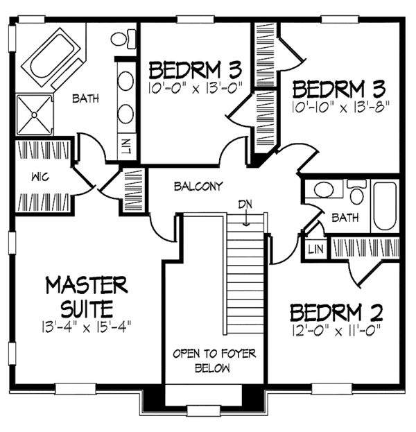 Home Plan - Colonial Floor Plan - Upper Floor Plan #320-870