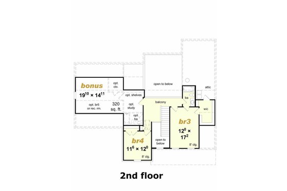 Floor Plan - Upper Floor House Plan #329-345 - 4 bed, 3 bath