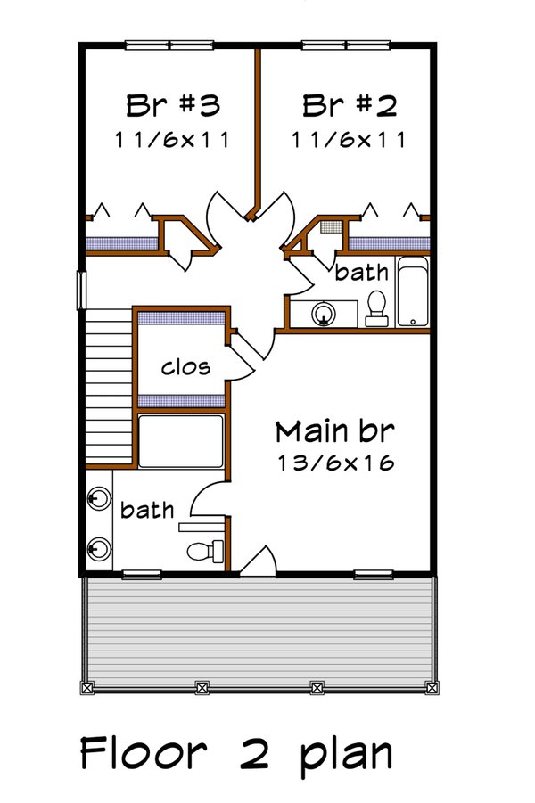 Craftsman Floor Plan - Upper Floor Plan #79-267