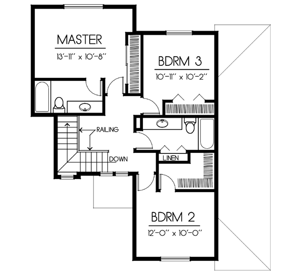 Traditional Floor Plan - Upper Floor Plan #100-417
