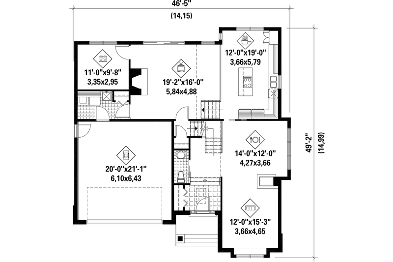 House Plan Design - Floor Plan - Main Floor for Traditional House Plan #25-4452 - 3 bed, 2 bath