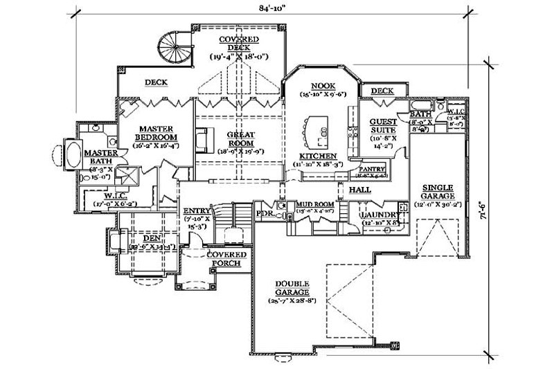 Home Plan - Floor Plan - Main Floor for European House Plan #5-316 - 5 bed, 4 bath