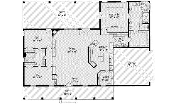 Dream House Plan - Southern Floor Plan - Main Floor Plan #36-445