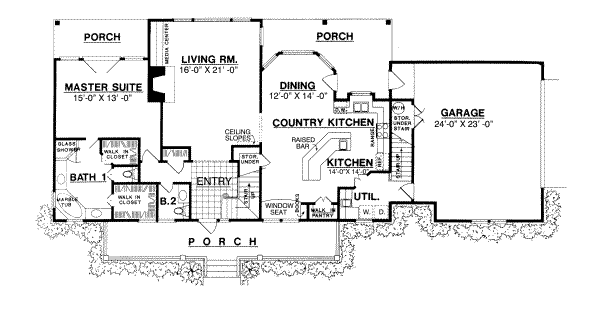 Home Plan - Country Floor Plan - Main Floor Plan #40-180