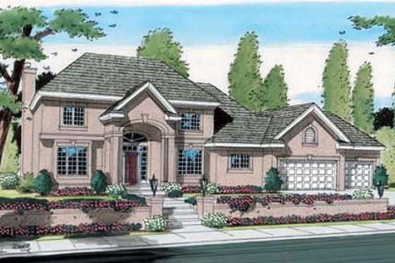 Exterior - Front Elevation for Traditional House Plan #312-466 - 5 bed, 3 bath